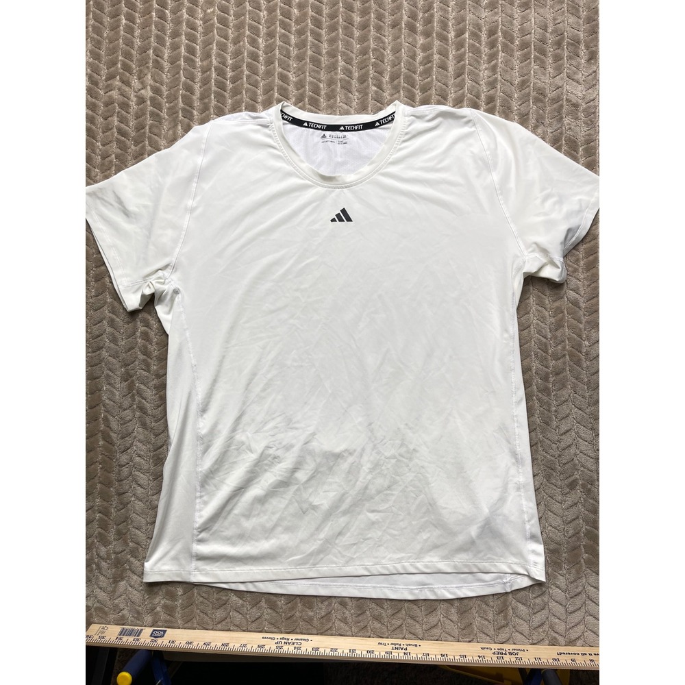 Adidas Techfit Mens 2XL‎ White Compression Training T-Shirt HK2335 Mesh Back